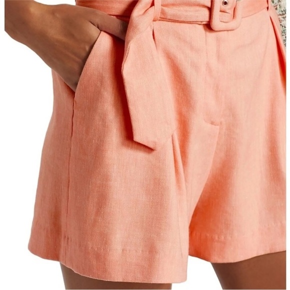 Veronica Beard Ashford Linen Short in Heathered Bright Coral 6 $348 - Picture 3 of 9